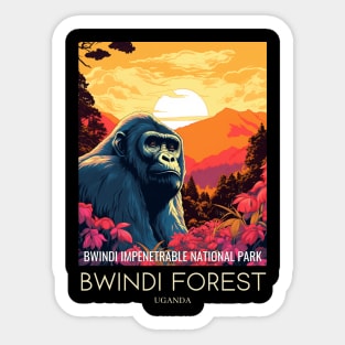 A Pop Art Travel Print of Bwindi Impenetrable National Park - Uganda Sticker